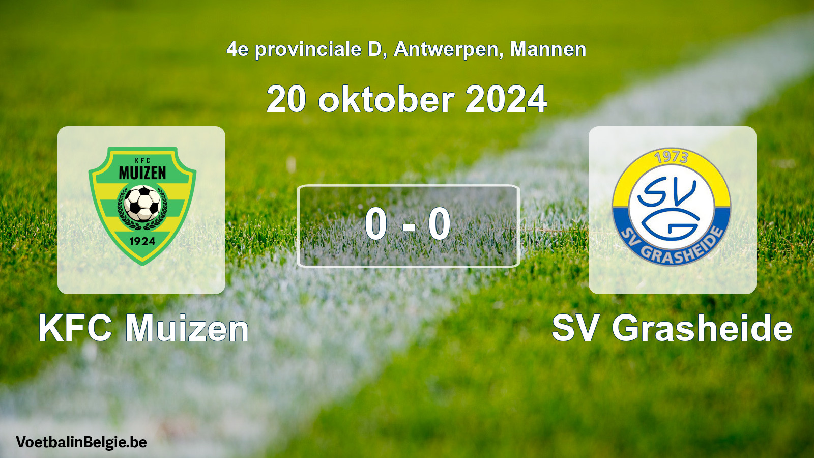 Gespeelde wedstrijd mannenvoetbal: KFC Muizen - SV Grasheide 0 - 0 (20 oktober 2024)