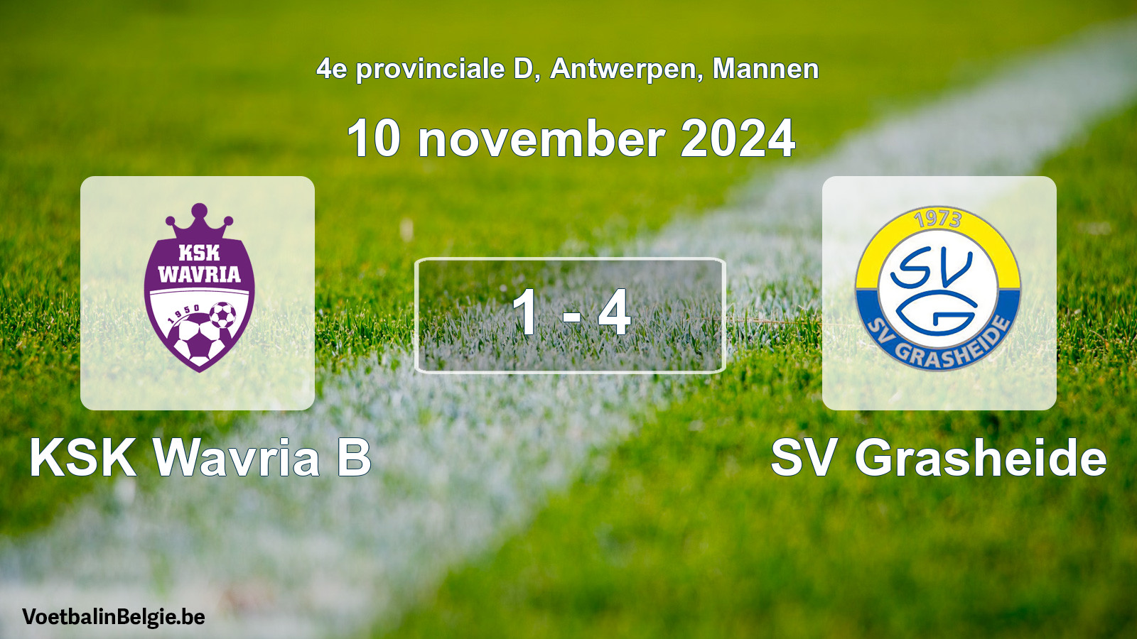 Gespeelde wedstrijd mannenvoetbal: KSK Wavria B - SV Grasheide 1 - 4 (10 november 2024)