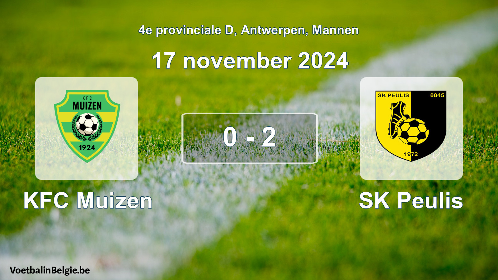 Gespeelde wedstrijd mannenvoetbal: KFC Muizen - SK Peulis 0 - 2 (17 november 2024)