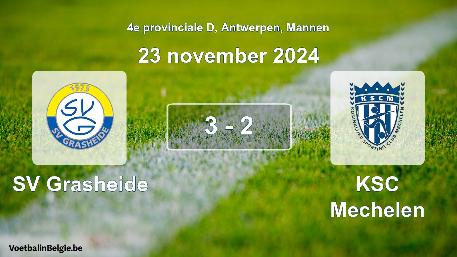 Gespeelde wedstrijd mannenvoetbal: SV Grasheide - KSC Mechelen 3 - 2 (23 november 2024)