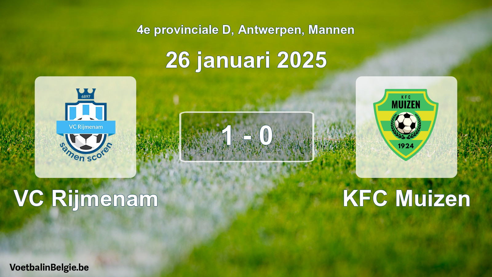 Gespeelde wedstrijd mannenvoetbal: VC Rijmenam - KFC Muizen 1 - 0 (26 januari 2025)
