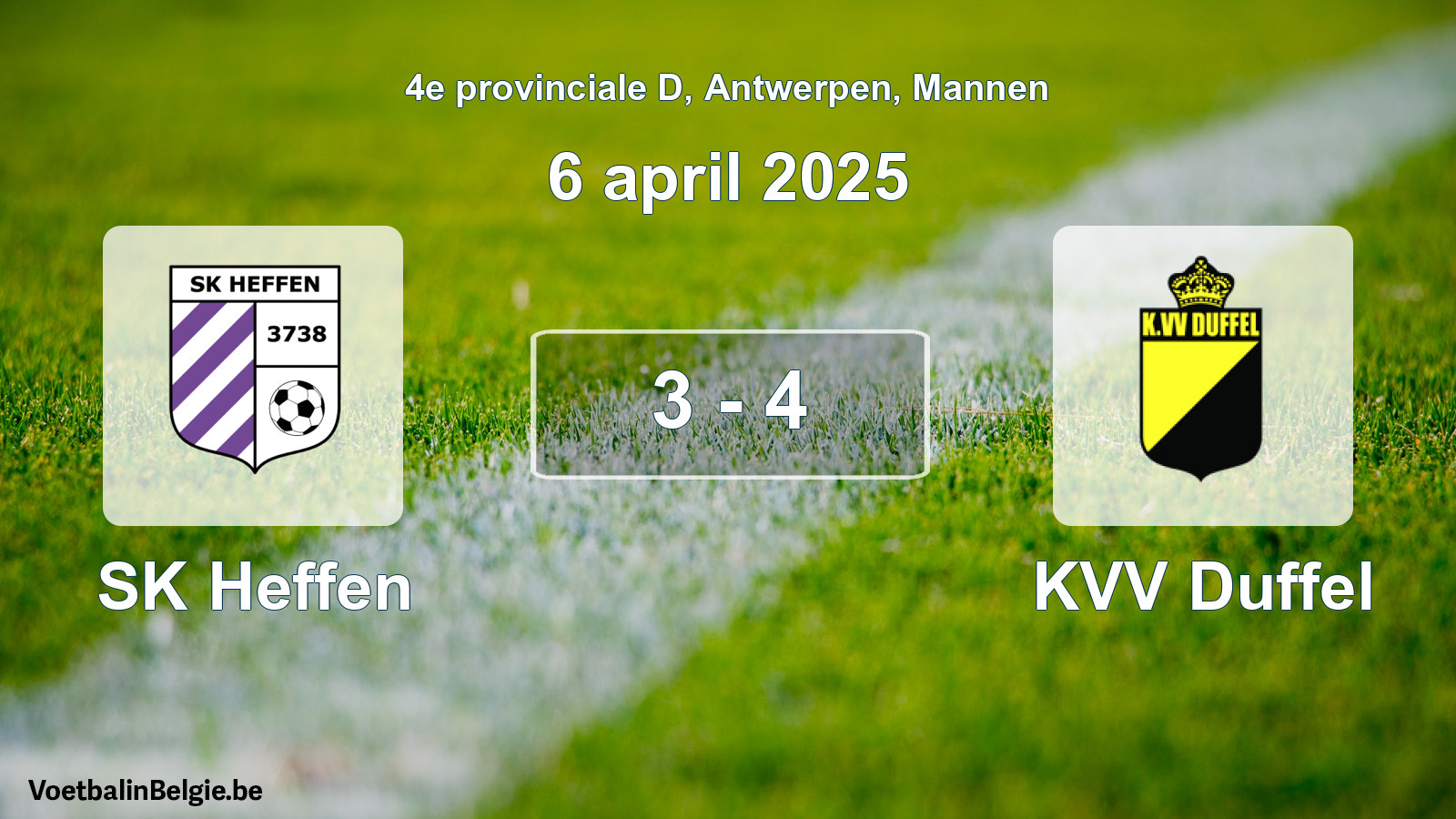 Played match men football: SK Heffen - KVV Duffel 3 - 4 (6 April 2025)