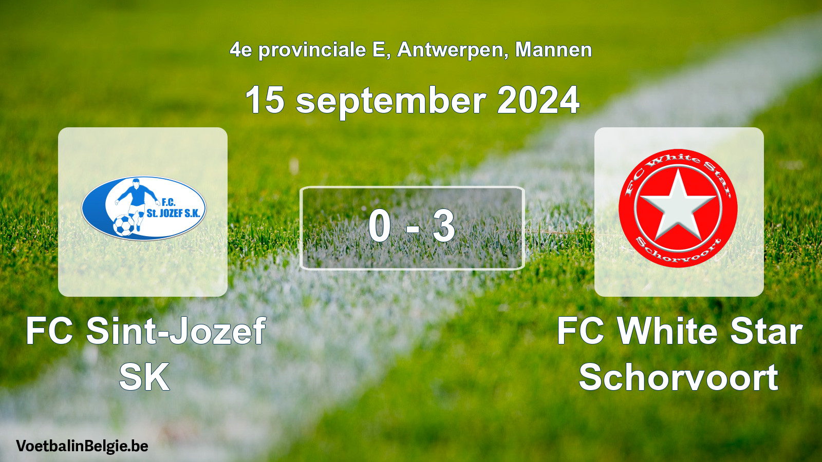 Gespeelde wedstrijd mannenvoetbal: FC Sint-Jozef SK - FC White Star Schorvoort 0 - 3 (15 september 2024)
