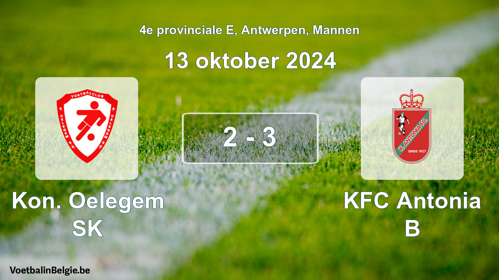 Gespeelde wedstrijd mannenvoetbal: Kon. Oelegem SK - KFC Antonia B 2 - 3 (13 oktober 2024)