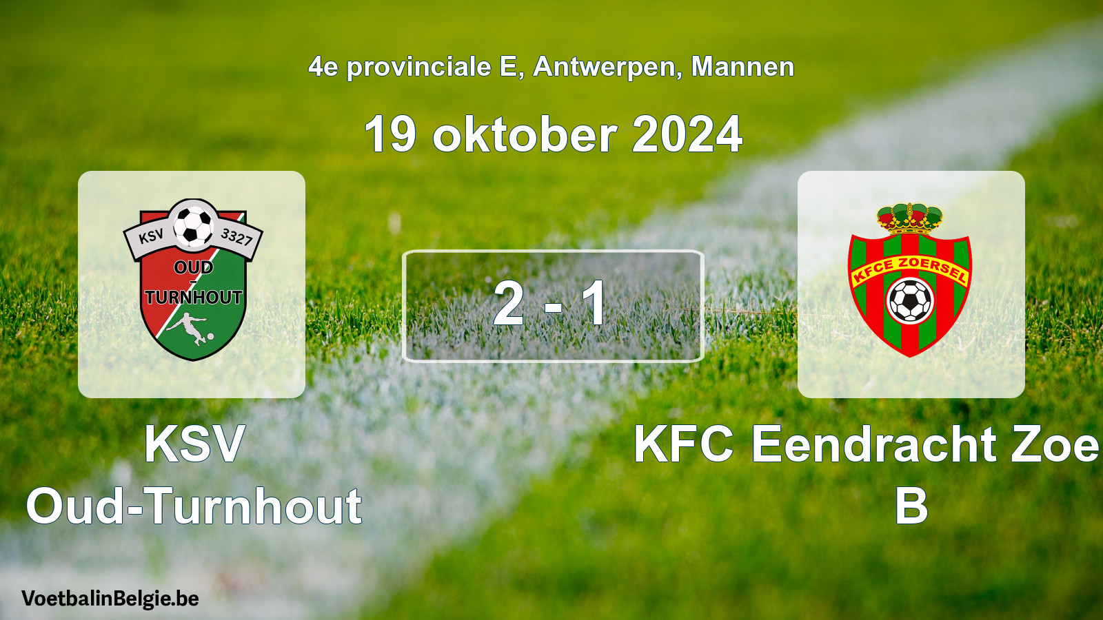 Gespeelde wedstrijd mannenvoetbal: KSV Oud-Turnhout - KFC Eendracht Zoersel B 2 - 1 (19 oktober 2024)