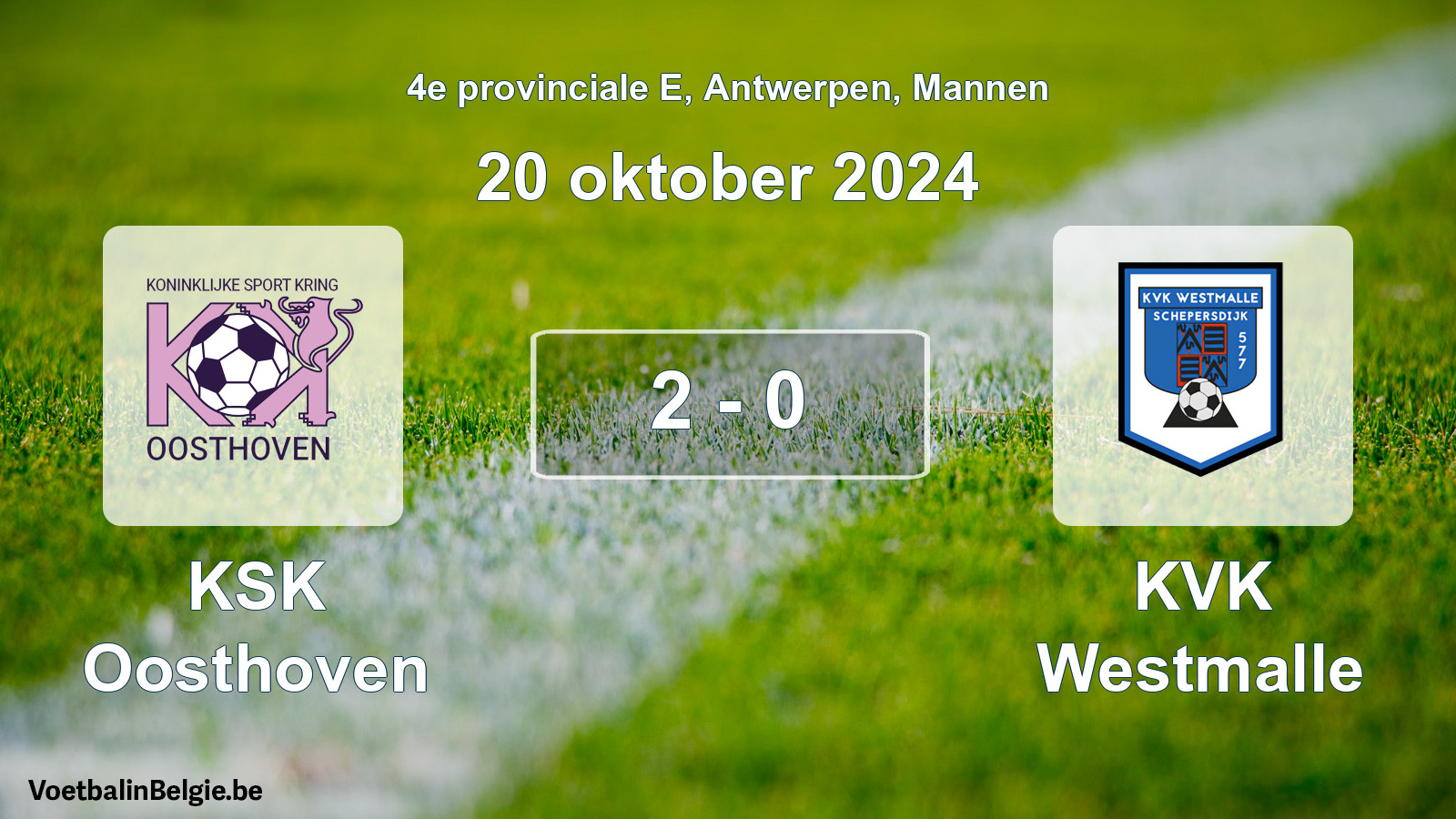 Gespeelde wedstrijd mannenvoetbal: KSK Oosthoven - KVK Westmalle 2 - 0 (20 oktober 2024)