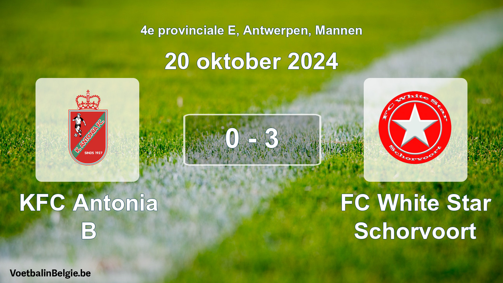 Gespeelde wedstrijd mannenvoetbal: KFC Antonia B - FC White Star Schorvoort 0 - 3 (20 oktober 2024)