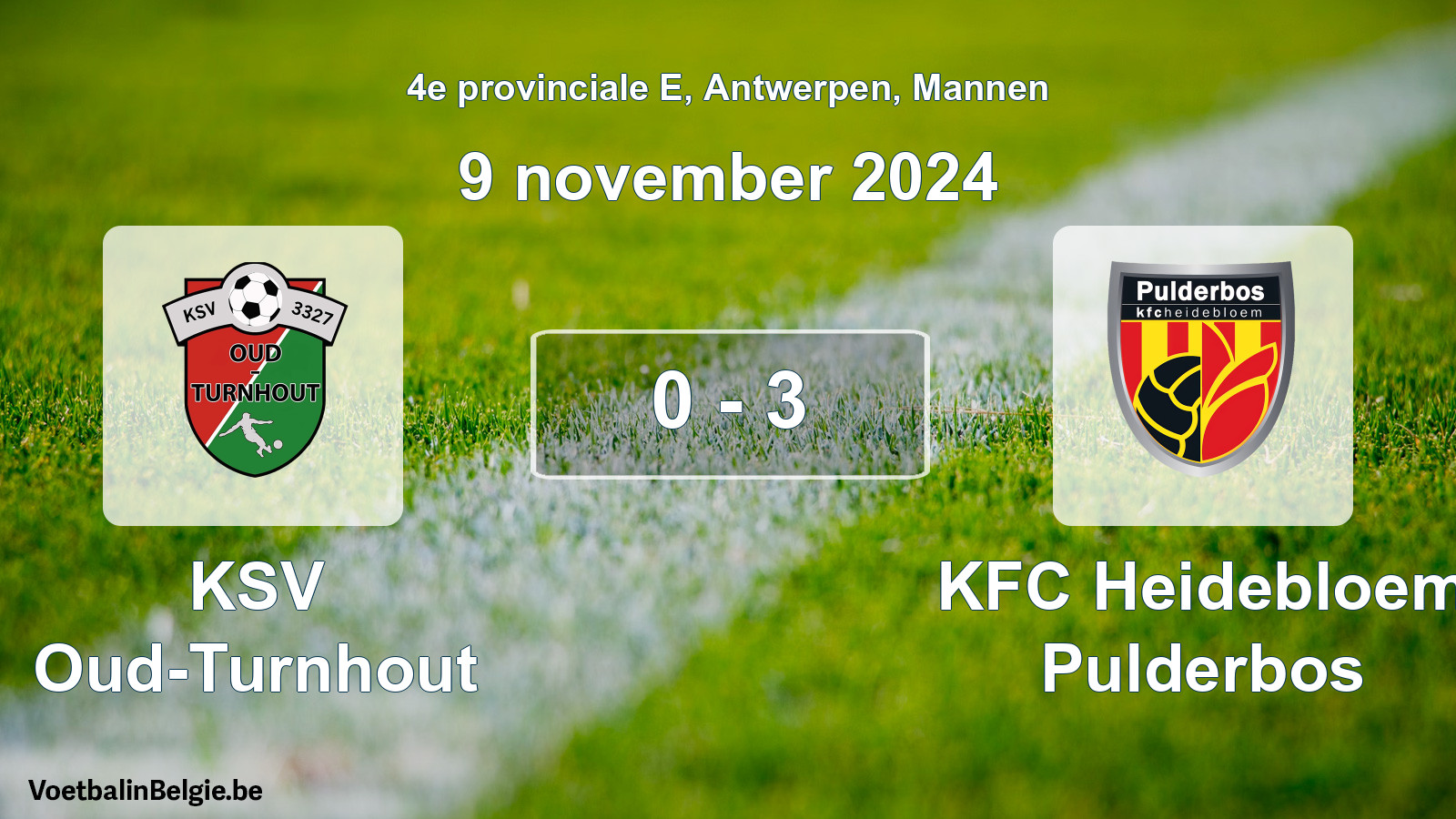Gespeelde wedstrijd mannenvoetbal: KSV Oud-Turnhout - KFC Heidebloem Pulderbos 0 - 3 (9 november 2024)