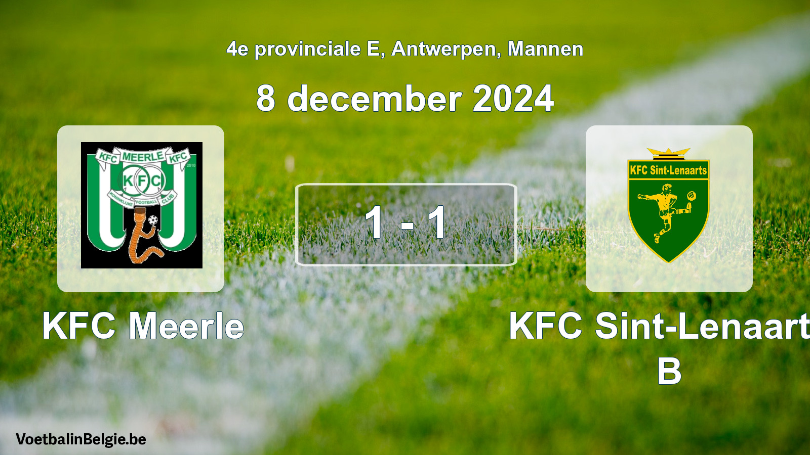 Gespeelde wedstrijd mannenvoetbal: KFC Meerle - KFC Sint-Lenaarts B 1 - 1 (8 december 2024)
