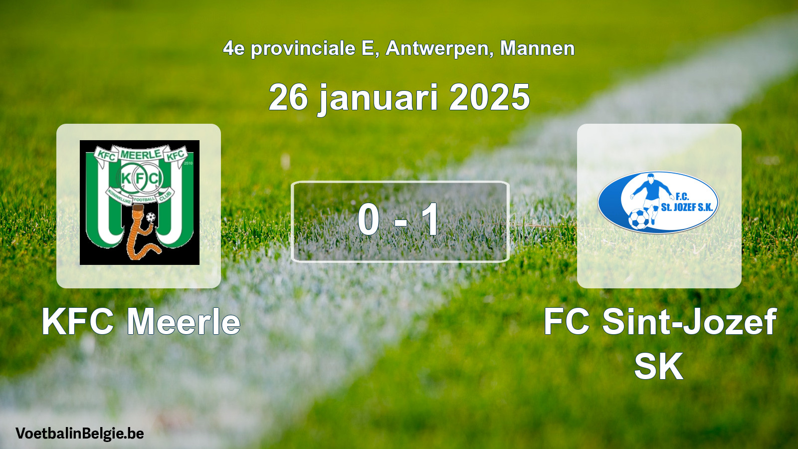Gespeelde wedstrijd mannenvoetbal: KFC Meerle - FC Sint-Jozef SK 0 - 1 (26 januari 2025)