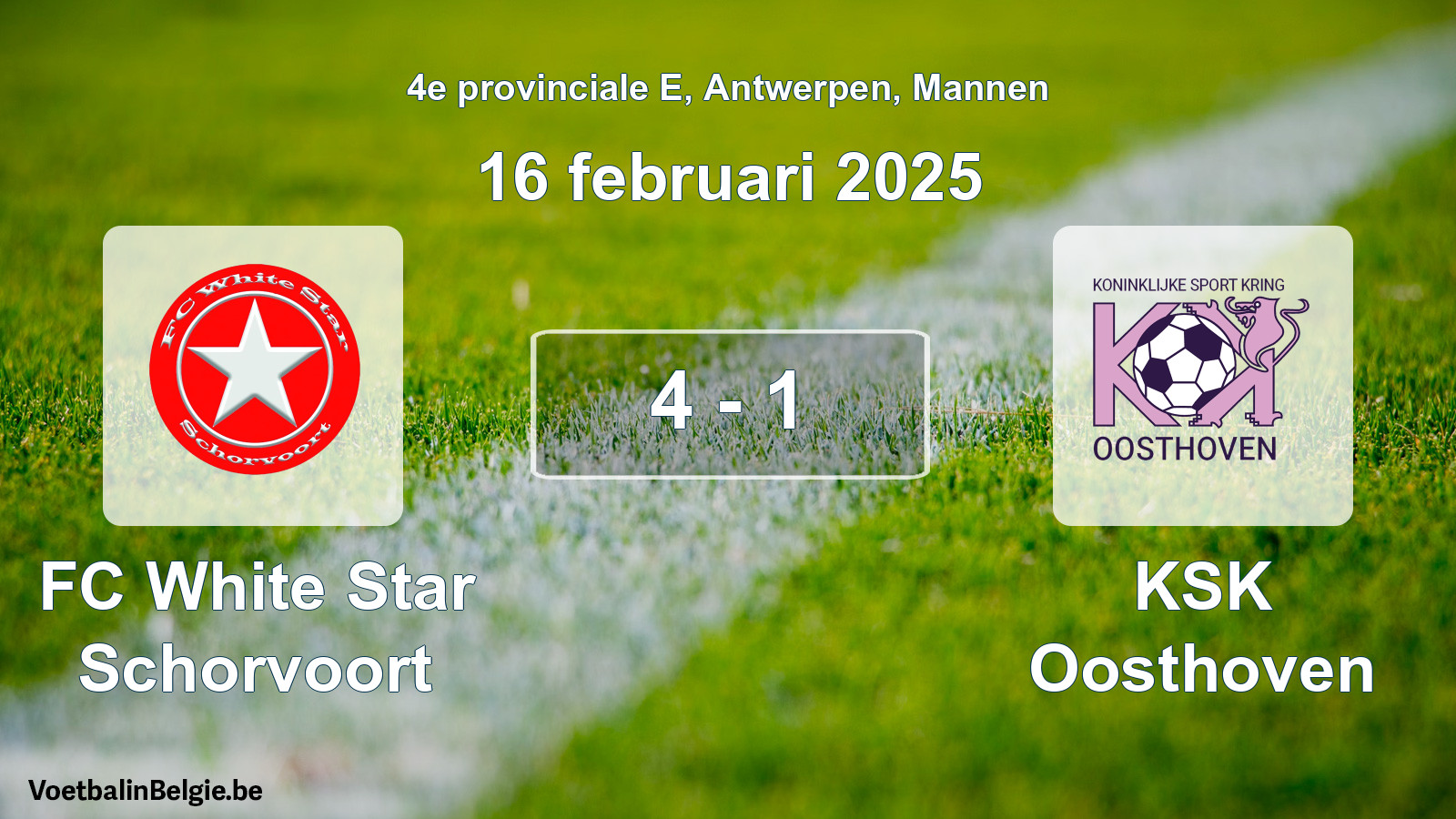 Gespeelde wedstrijd mannenvoetbal: FC White Star Schorvoort - KSK Oosthoven 4 - 1 (16 februari 2025)