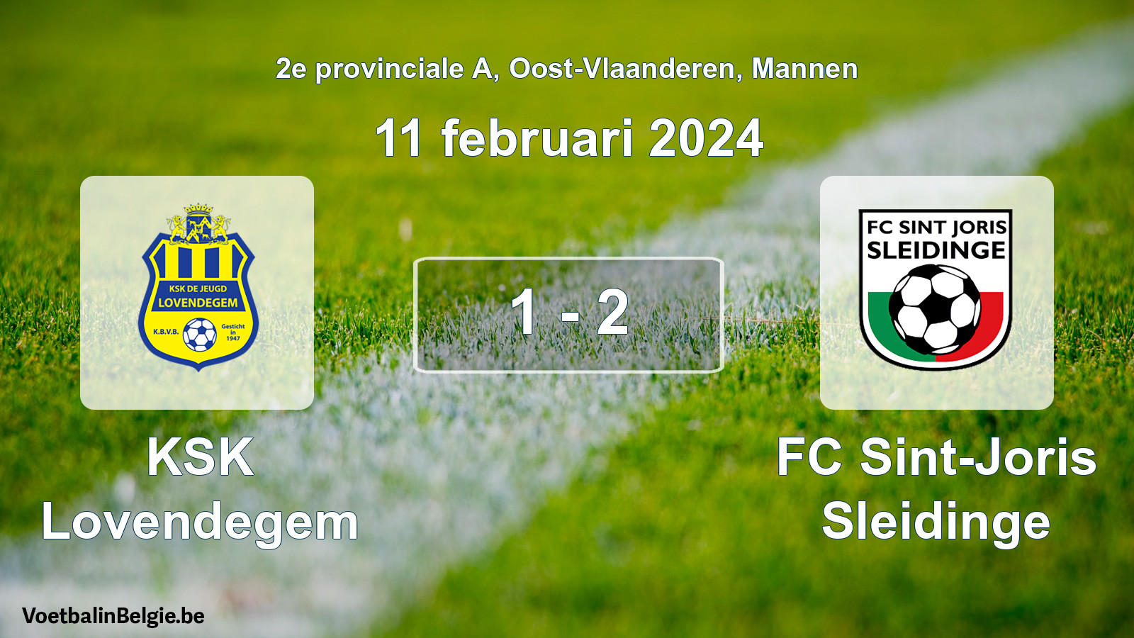 Gespeelde wedstrijd mannenvoetbal: KSK Lovendegem - FC Sint-Joris Sleidinge 1 - 2 (11 februari 2024)
