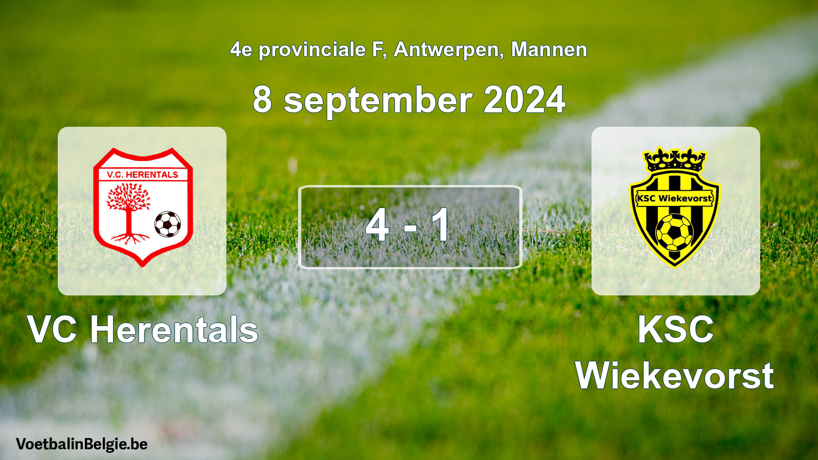 Gespeelde wedstrijd mannenvoetbal: VC Herentals - KSC Wiekevorst 4 - 1 (8 september 2024)