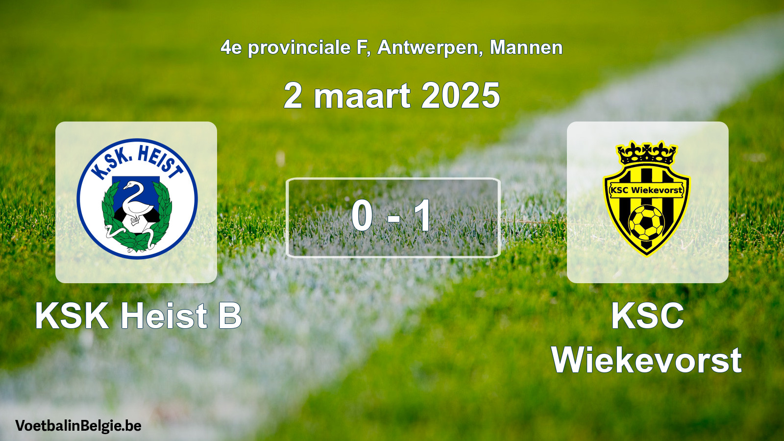 Gespeelde wedstrijd mannenvoetbal: KSK Heist B - KSC Wiekevorst 0 - 1 (2 maart 2025)