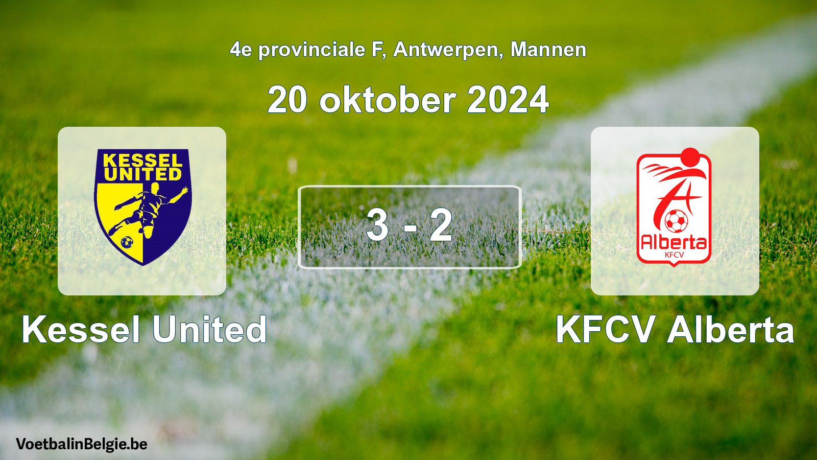 Gespeelde wedstrijd mannenvoetbal: Kessel United - KFCV Alberta 3 - 2 (20 oktober 2024)