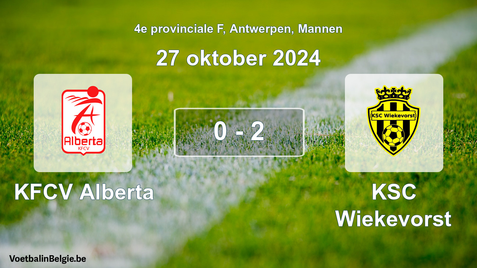 Gespeelde wedstrijd mannenvoetbal: KFCV Alberta - KSC Wiekevorst 0 - 2 (27 oktober 2024)