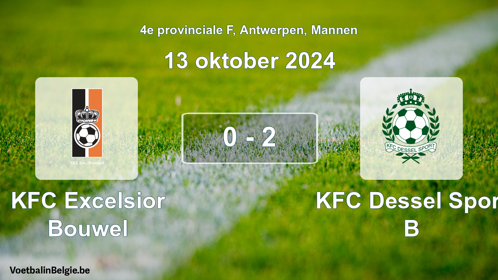 Gespeelde wedstrijd mannenvoetbal: KFC Excelsior Bouwel - KFC Dessel Sport B 0 - 2 (13 oktober 2024)