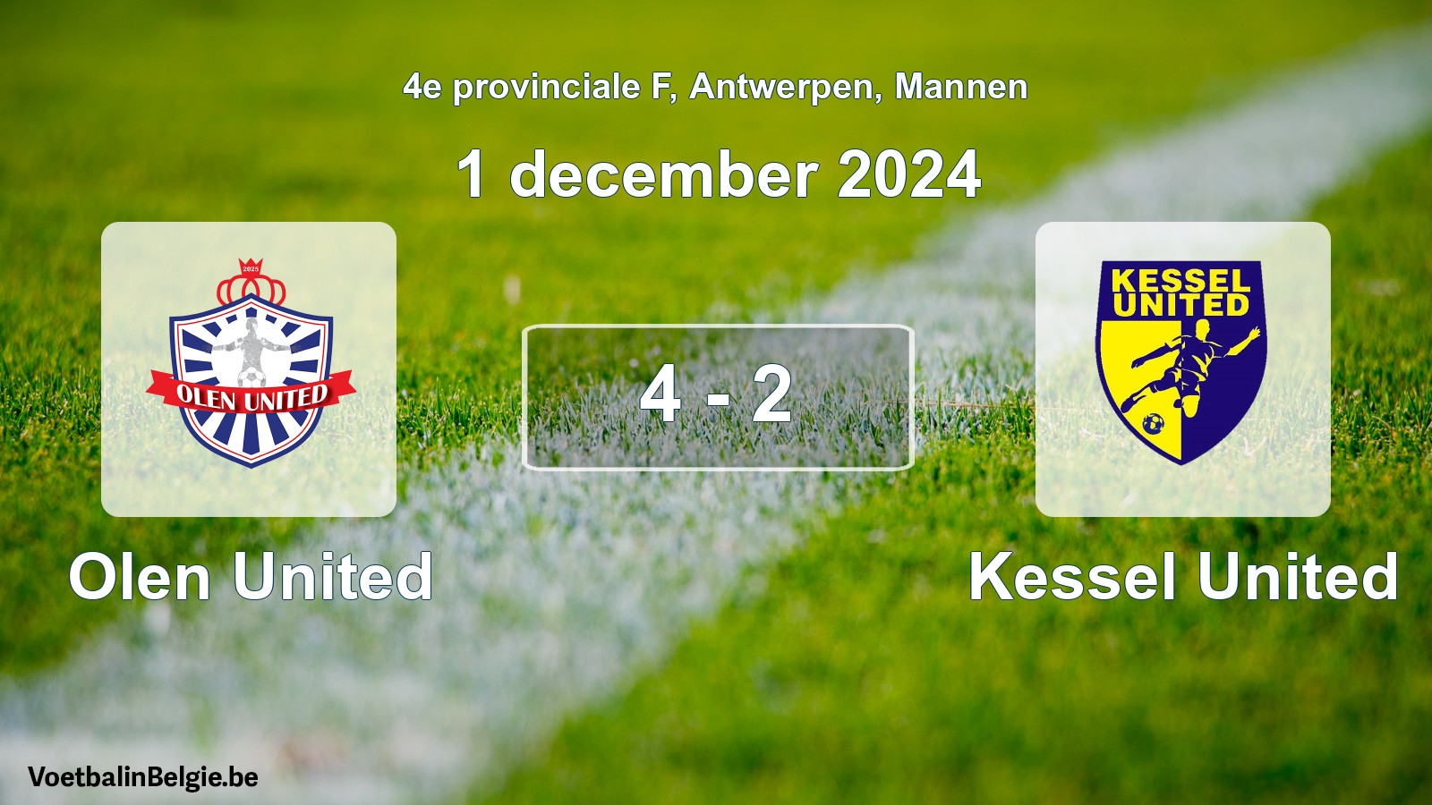 Played match men football: Olen United - Kessel United 4 - 2 (1 December 2024)