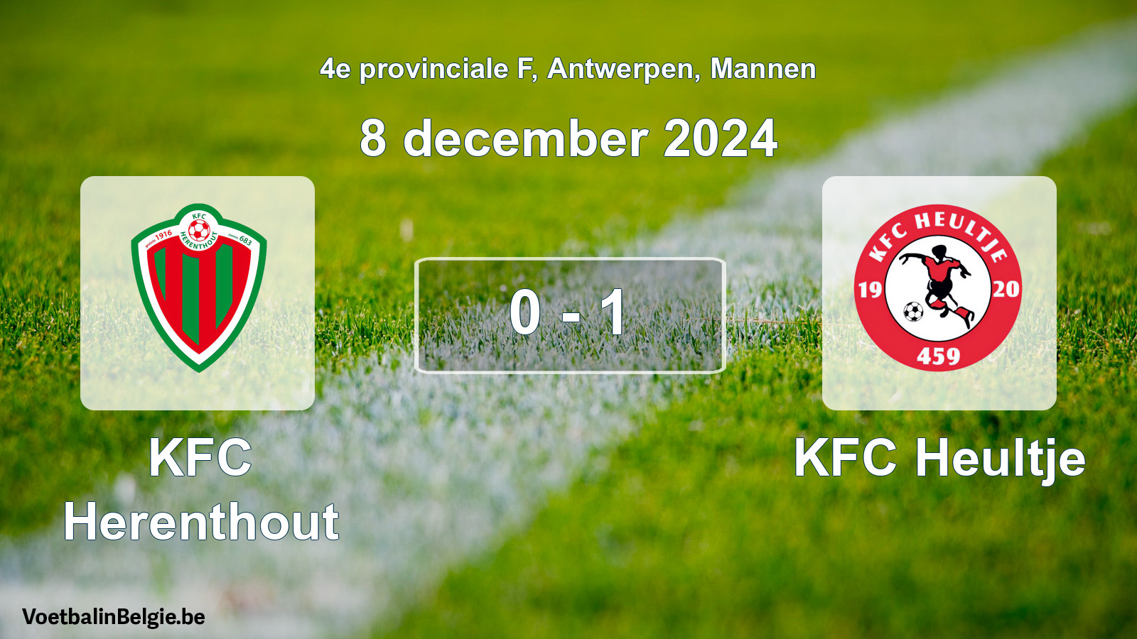 Gespeelde wedstrijd mannenvoetbal: KFC Herenthout - KFC Heultje 0 - 1 (8 december 2024)
