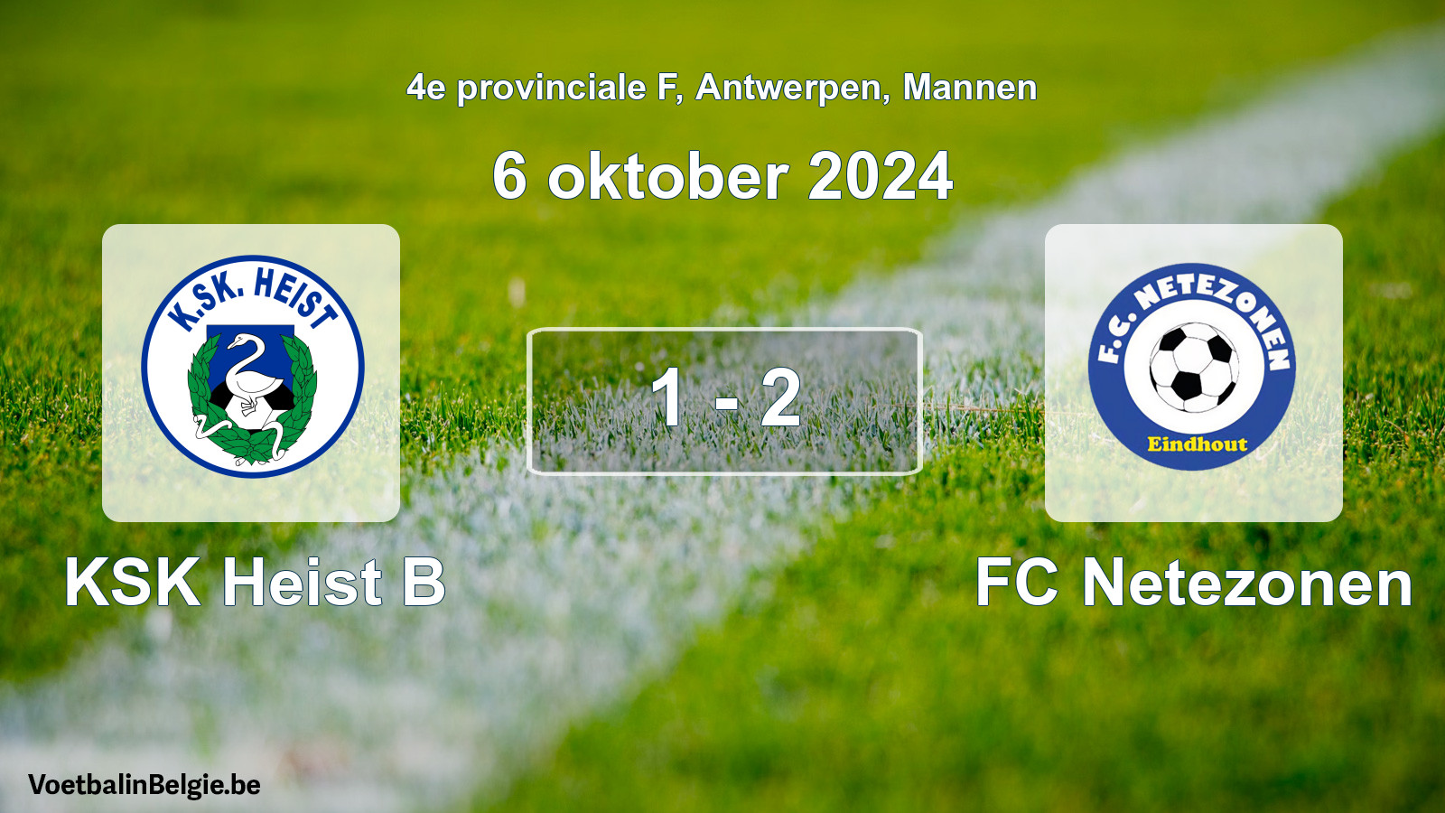 Gespeelde wedstrijd mannenvoetbal: KSK Heist B - FC Netezonen 1 - 2 (6 oktober 2024)