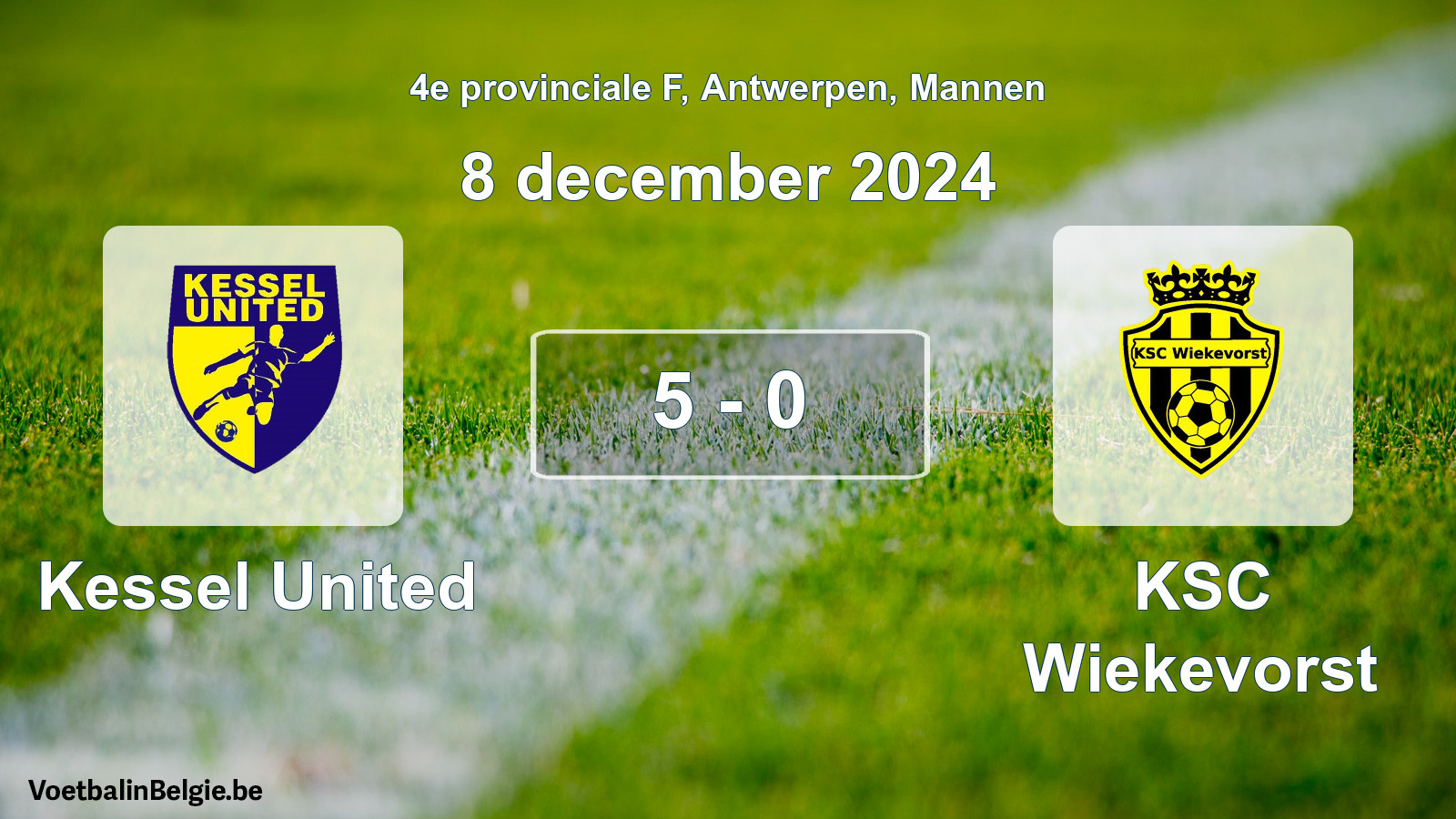 Gespeelde wedstrijd mannenvoetbal: Kessel United - KSC Wiekevorst 5 - 0 (8 december 2024)