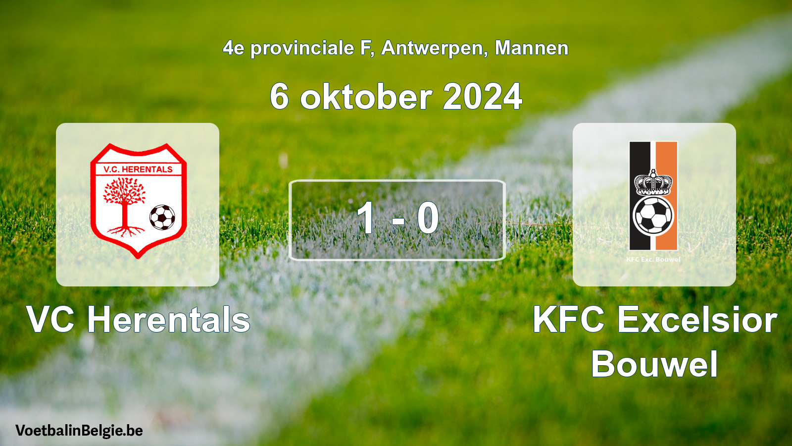 Gespeelde wedstrijd mannenvoetbal: VC Herentals - KFC Excelsior Bouwel 1 - 0 (6 oktober 2024)