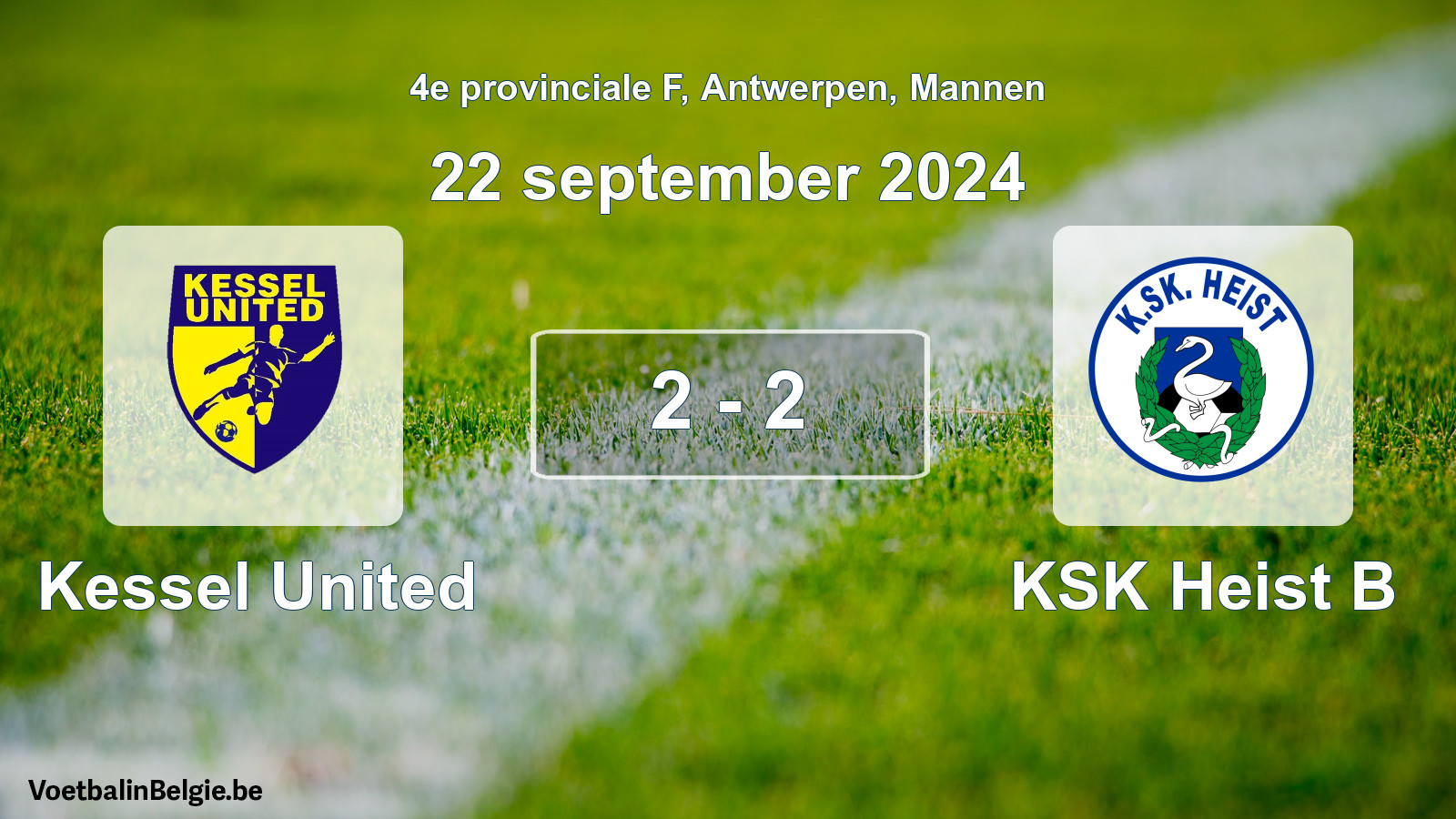Gespeelde wedstrijd mannenvoetbal: Kessel United - KSK Heist B 2 - 2 (22 september 2024)