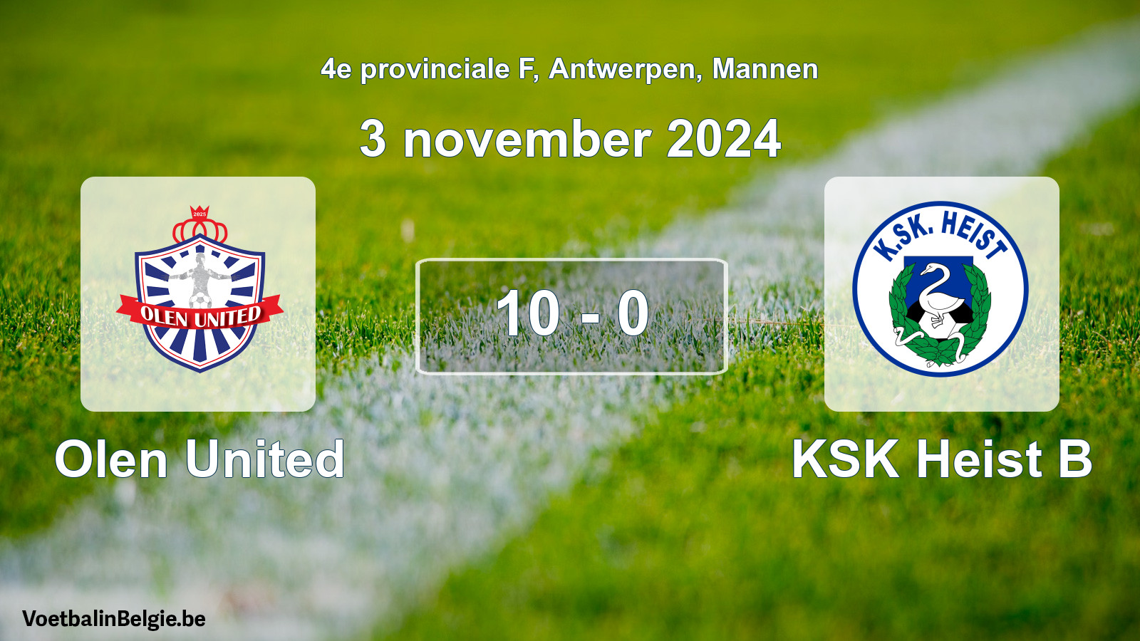 Played match men football: Olen United - KSK Heist B 10 - 0 (3 November 2024)
