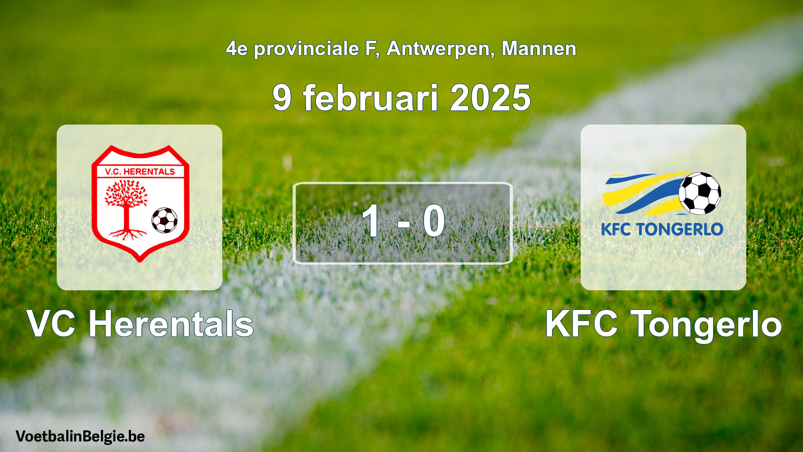 Gespeelde wedstrijd mannenvoetbal: VC Herentals - KFC Tongerlo 1 - 0 (9 februari 2025)