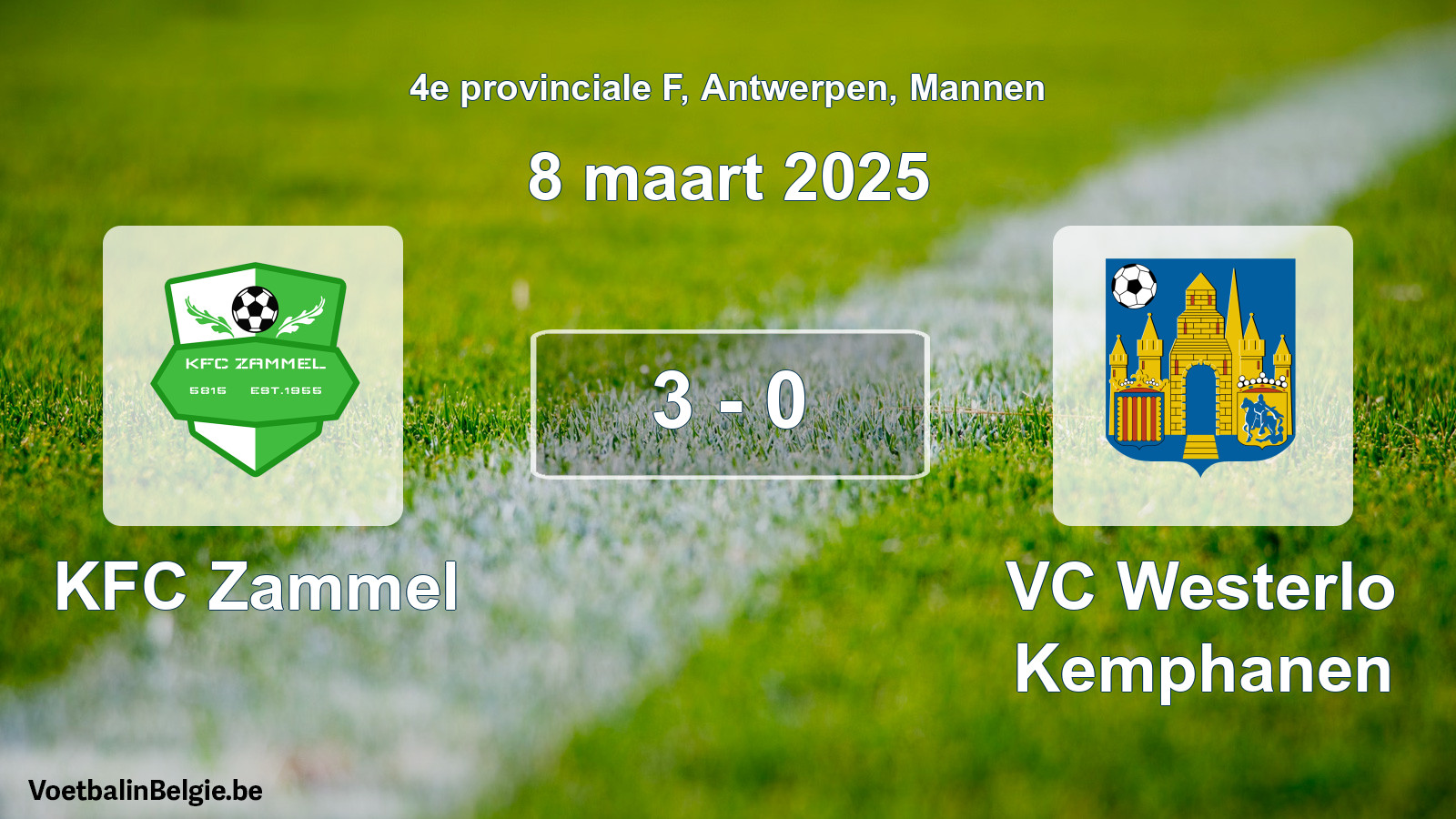 Played match men football: KFC Zammel - VC Westerlo Kemphanen 3 - 0 (8 March 2025)