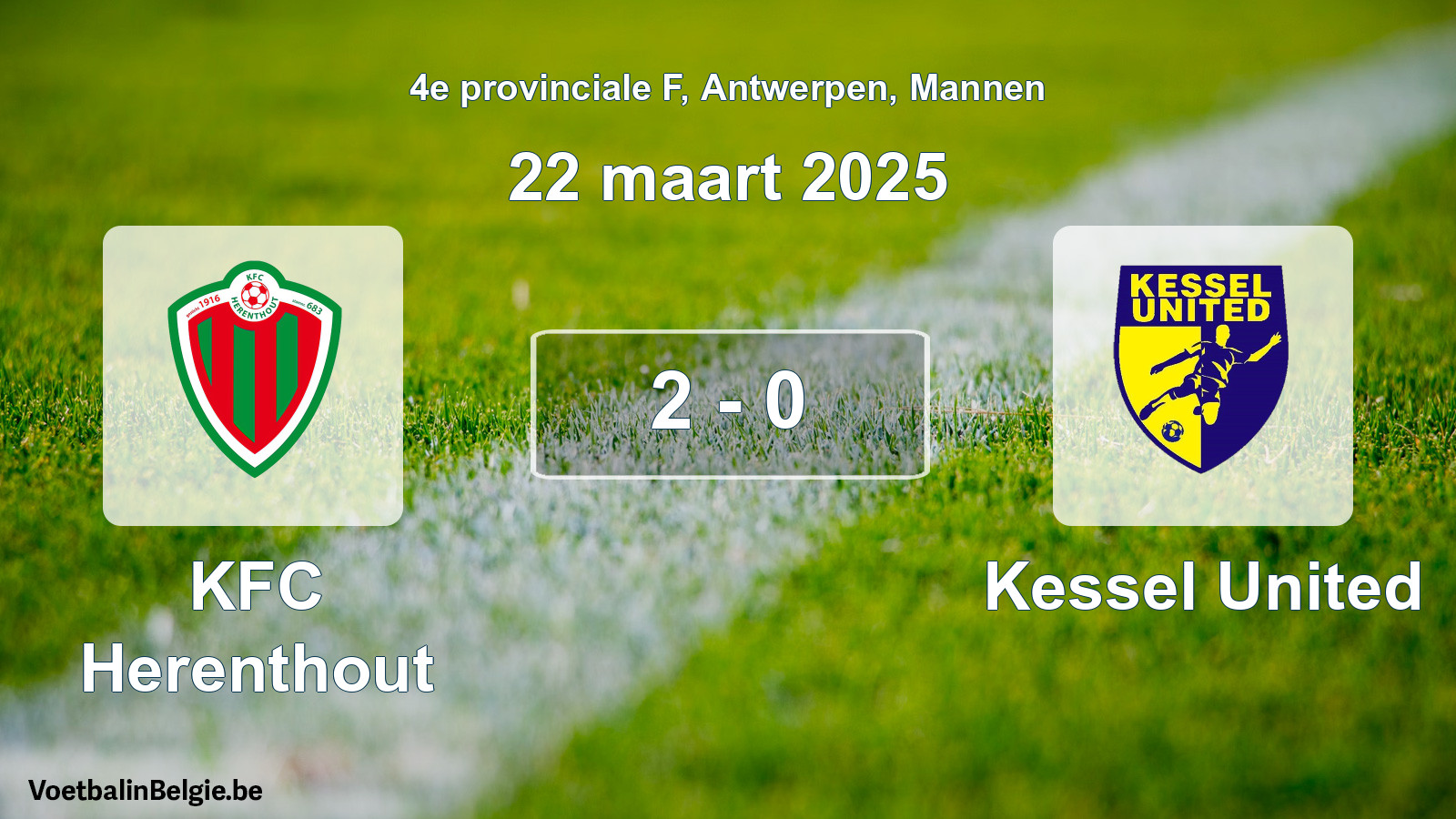 Gespeelde wedstrijd mannenvoetbal: KFC Herenthout - Kessel United 2 - 0 (22 maart 2025)