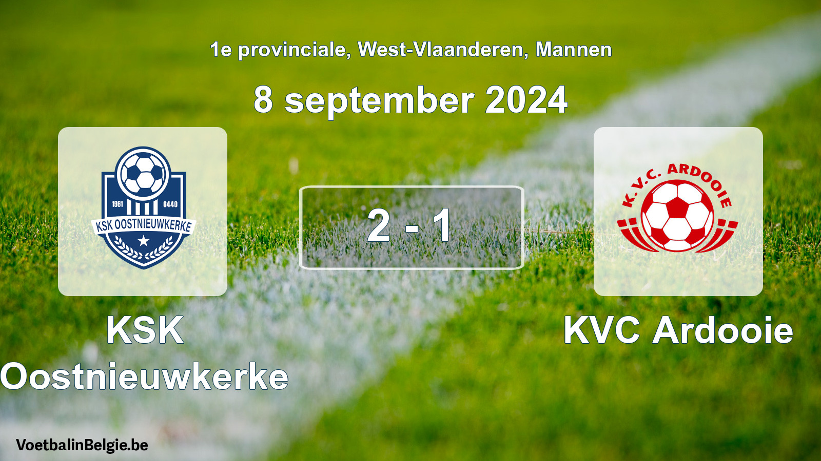 Gespeelde wedstrijd mannenvoetbal: KSK Oostnieuwkerke - KVC Ardooie 2 - 1 (8 september 2024)