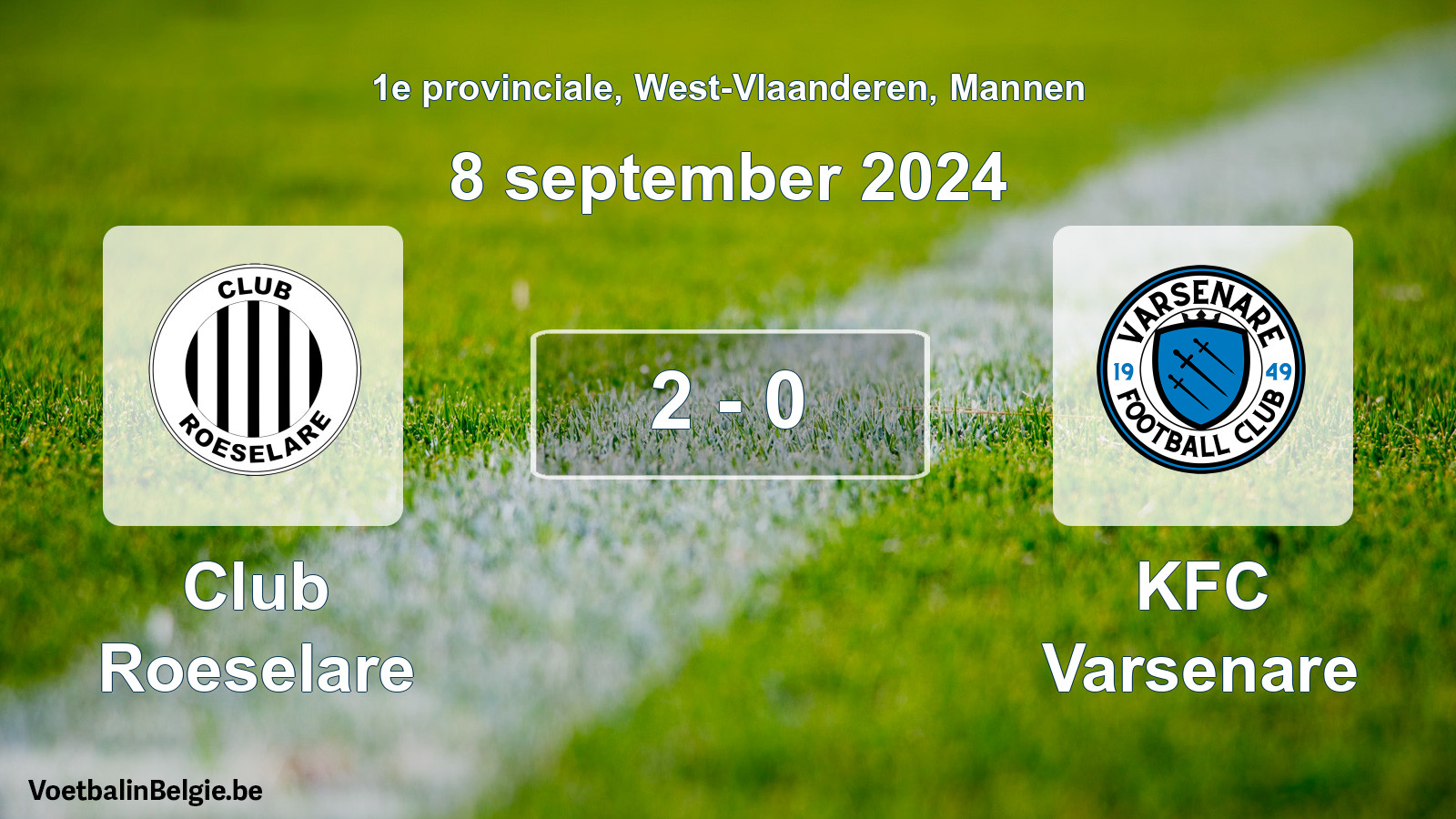Gespeelde wedstrijd mannenvoetbal: Club Roeselare - KFC Varsenare 2 - 0 (8 september 2024)