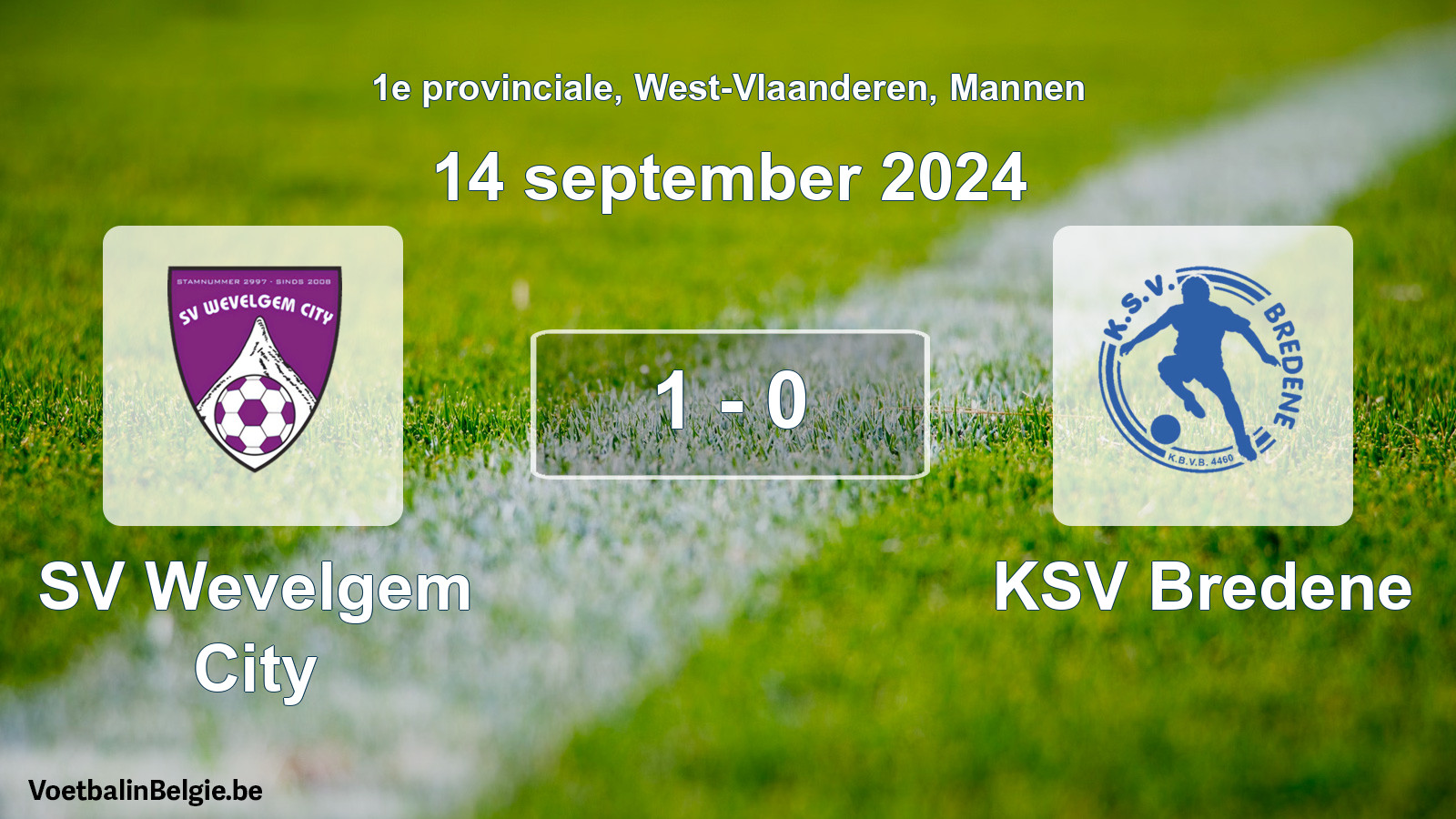 Gespeelde wedstrijd mannenvoetbal: SV Wevelgem City - KSV Bredene 1 - 0 (14 september 2024)
