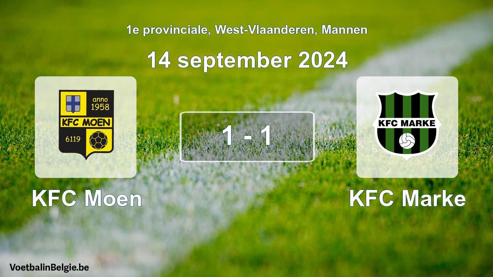 Gespeelde wedstrijd mannenvoetbal: KFC Moen - KFC Marke 1 - 1 (14 september 2024)