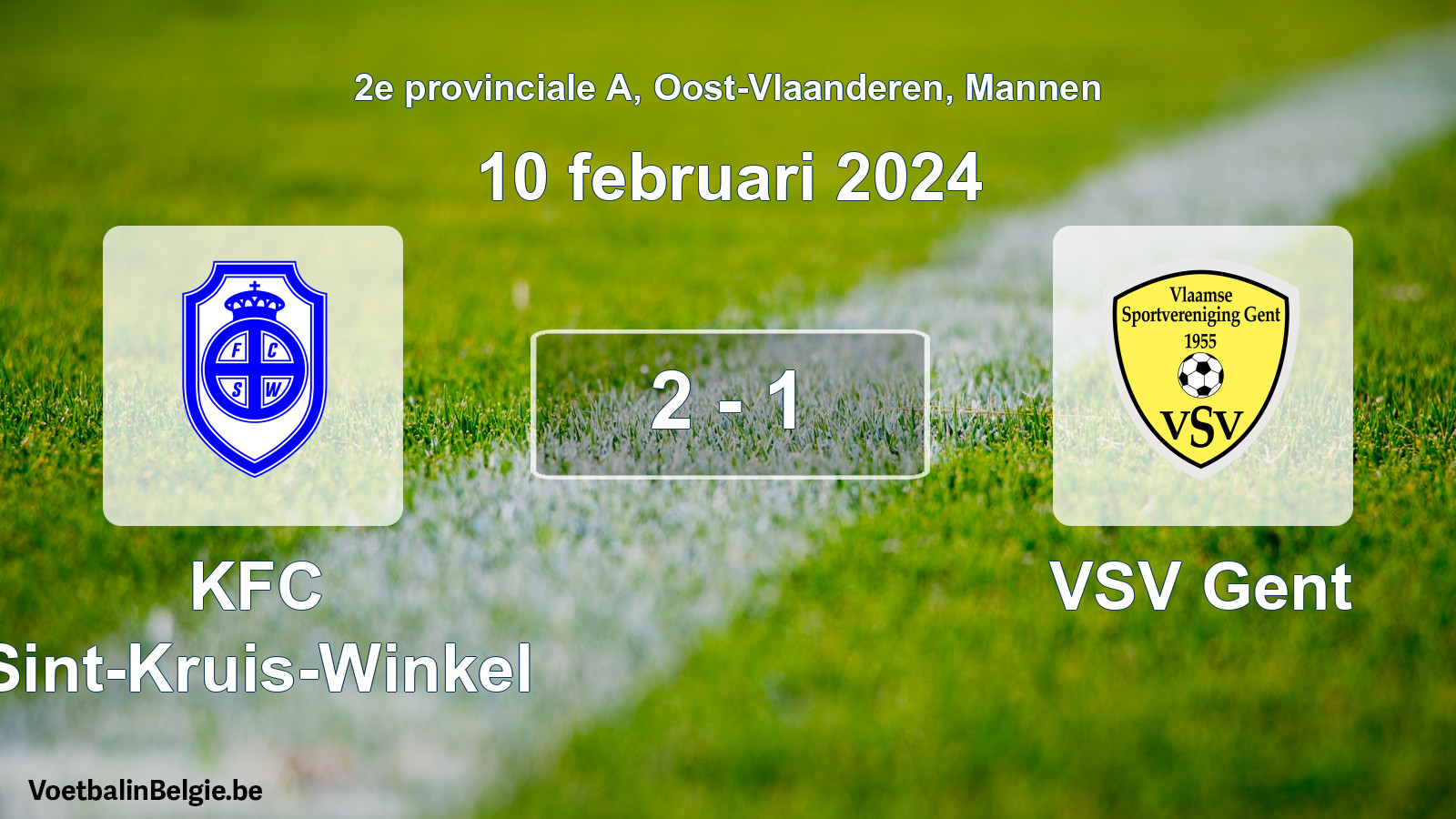 Gespeelde wedstrijd mannenvoetbal: KFC Sint-Kruis-Winkel - VSV Gent 2 - 1 (10 februari 2024)