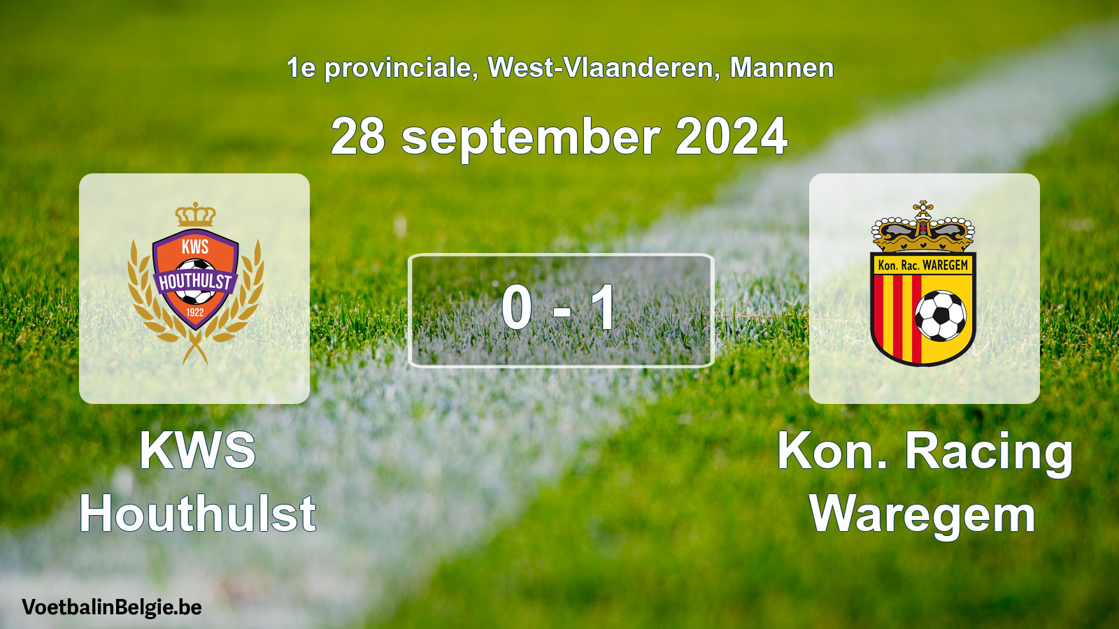 Gespeelde wedstrijd mannenvoetbal: KWS Houthulst - Kon. Racing Waregem 0 - 1 (28 september 2024)