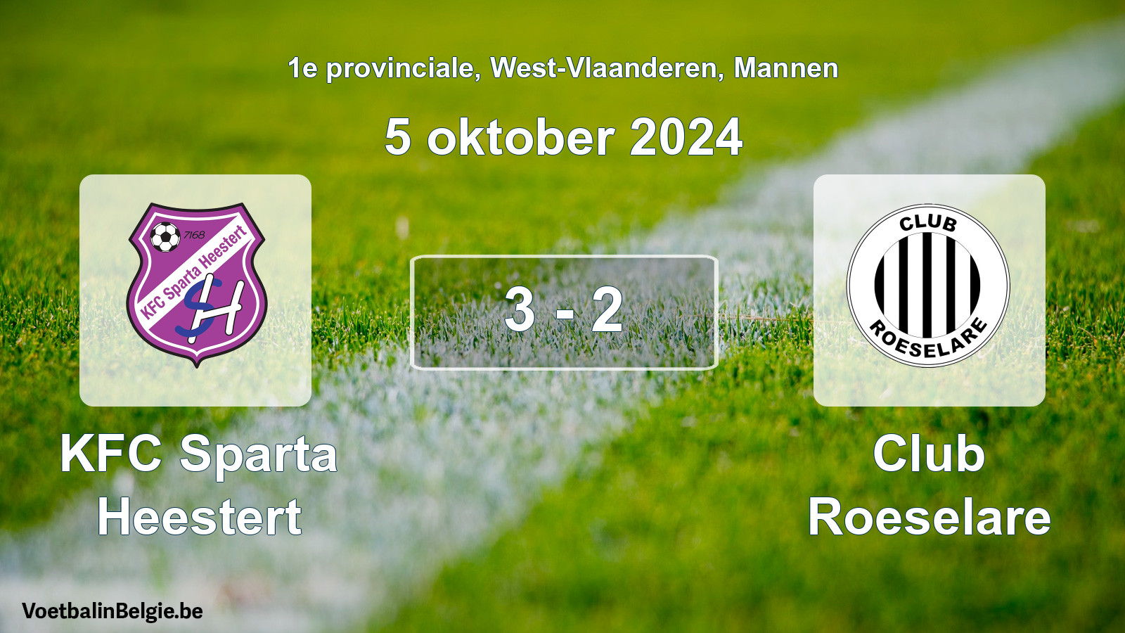 Gespeelde wedstrijd mannenvoetbal: KFC Sparta Heestert - Club Roeselare 3 - 2 (5 oktober 2024)