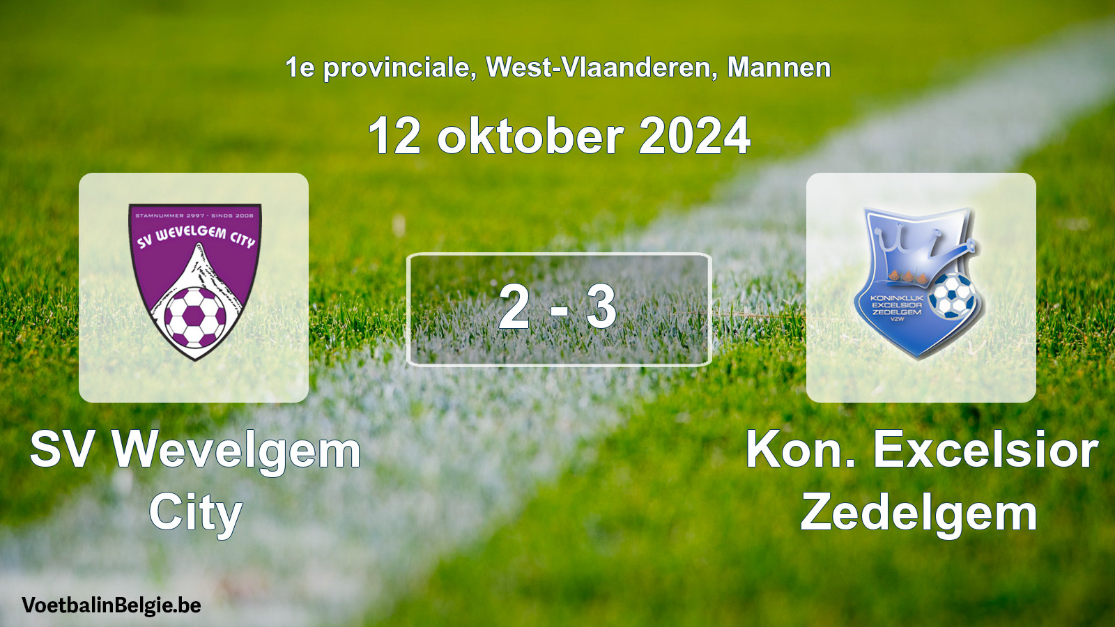 Gespeelde wedstrijd mannenvoetbal: SV Wevelgem City - Kon. Excelsior Zedelgem 2 - 3 (12 oktober 2024)