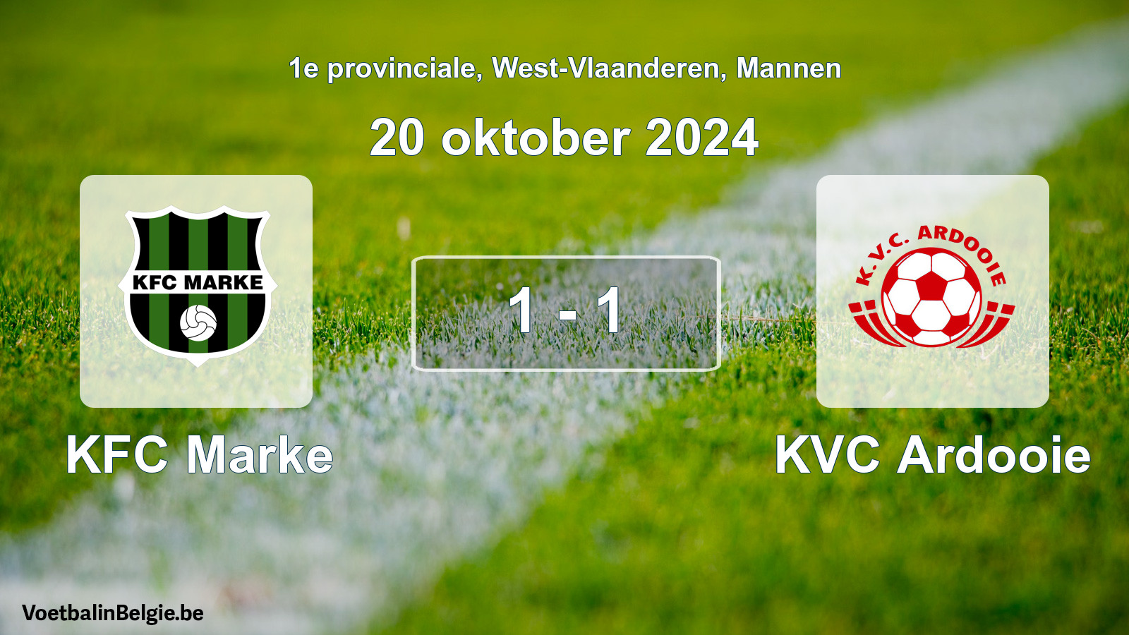 Gespeelde wedstrijd mannenvoetbal: KFC Marke - KVC Ardooie 1 - 1 (20 oktober 2024)