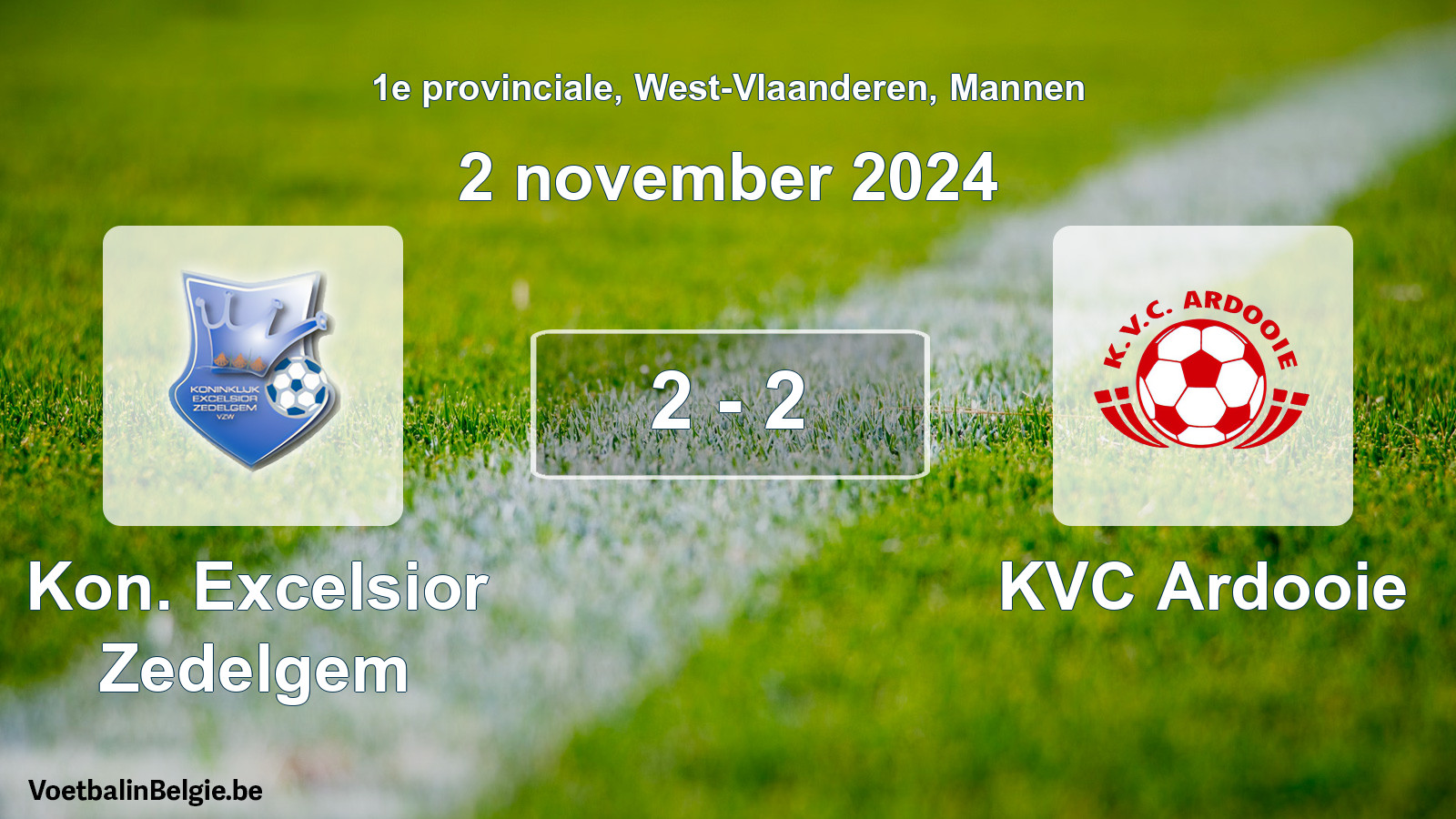 Played match men football: Kon. Excelsior Zedelgem - KVC Ardooie 2 - 2 (2 November 2024)