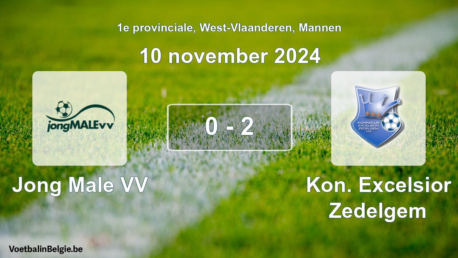 Gespeelde wedstrijd mannenvoetbal: Jong Male VV - Kon. Excelsior Zedelgem 0 - 2 (10 november 2024)
