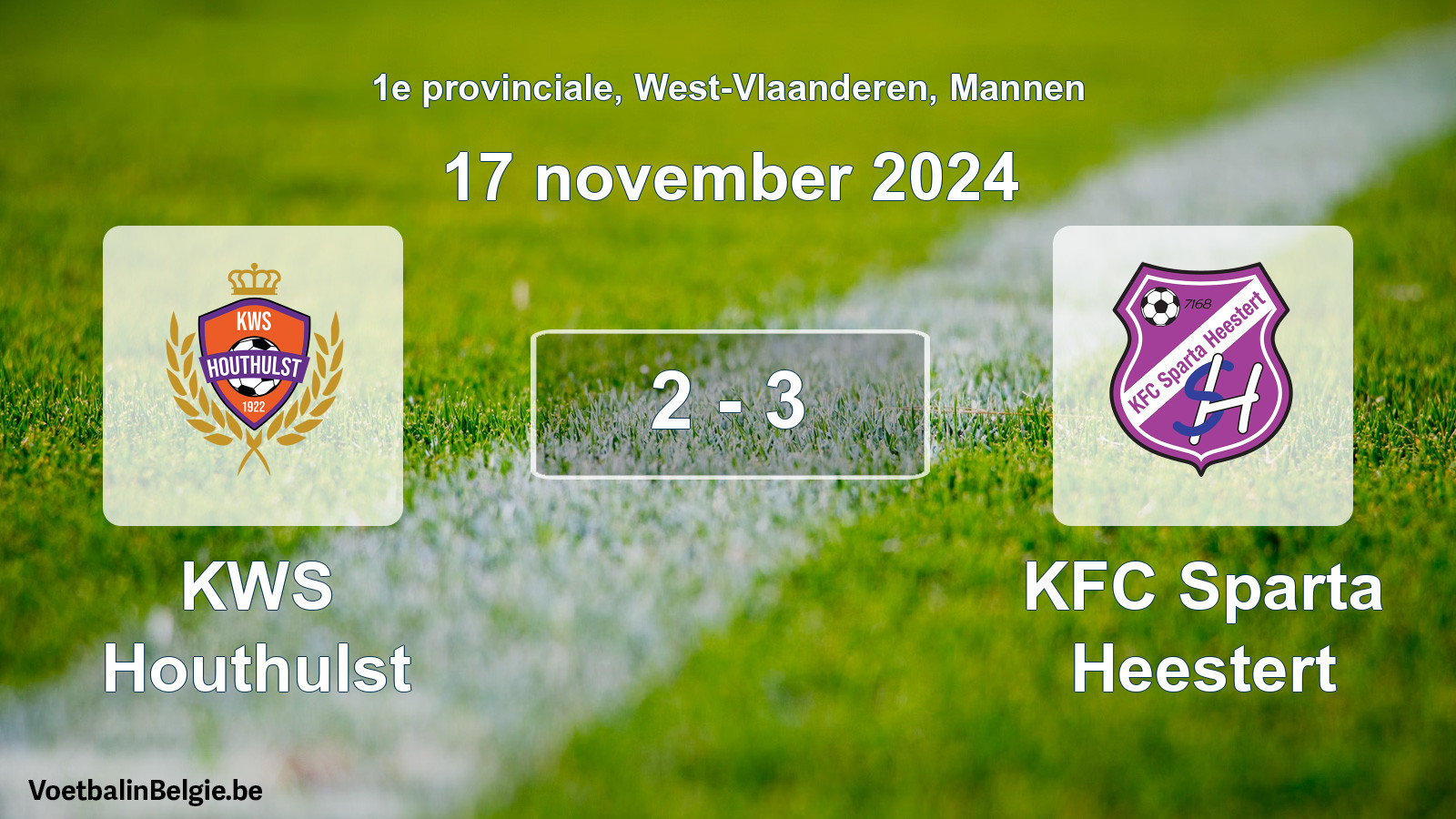 Gespeelde wedstrijd mannenvoetbal: KWS Houthulst - KFC Sparta Heestert 2 - 3 (17 november 2024)