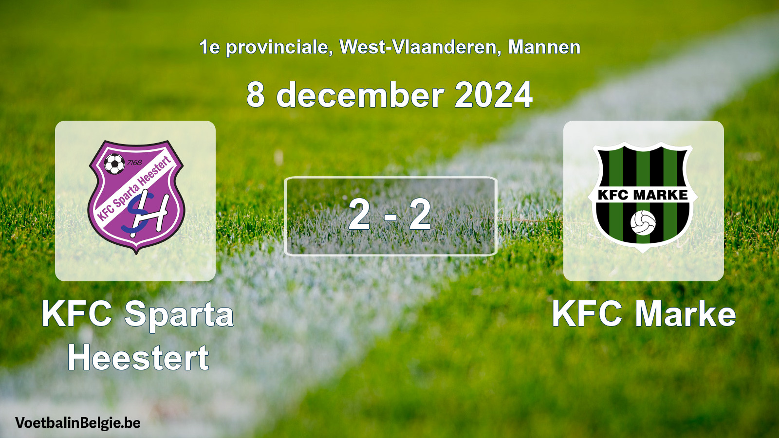 Gespeelde wedstrijd mannenvoetbal: KFC Sparta Heestert - KFC Marke 2 - 2 (8 december 2024)