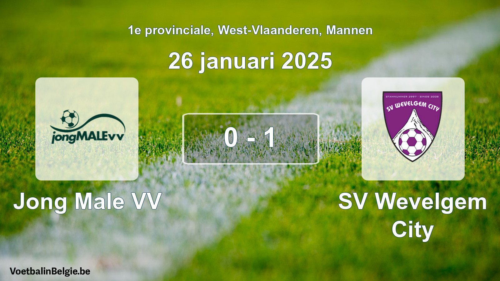 Gespeelde wedstrijd mannenvoetbal: Jong Male VV - SV Wevelgem City 0 - 1 (26 januari 2025)