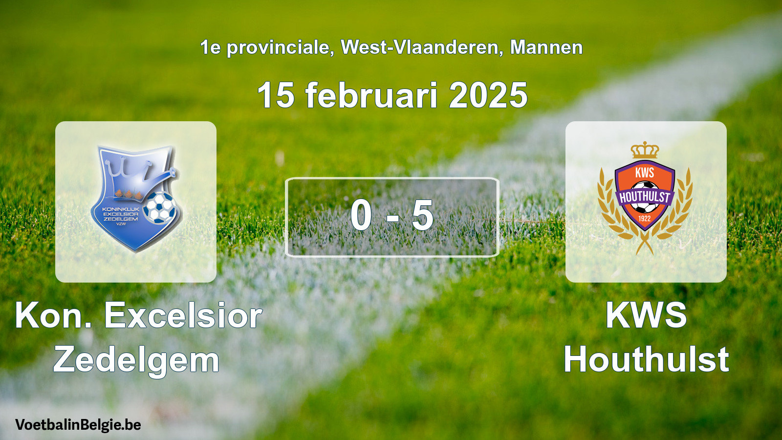 Gespeelde wedstrijd mannenvoetbal: Kon. Excelsior Zedelgem - KWS Houthulst 0 - 5 (15 februari 2025)