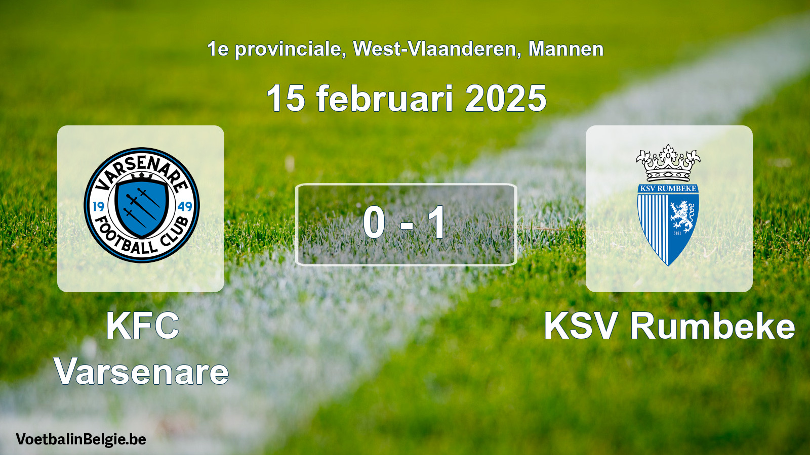 Gespeelde wedstrijd mannenvoetbal: KFC Varsenare - KSV Rumbeke 0 - 1 (15 februari 2025)