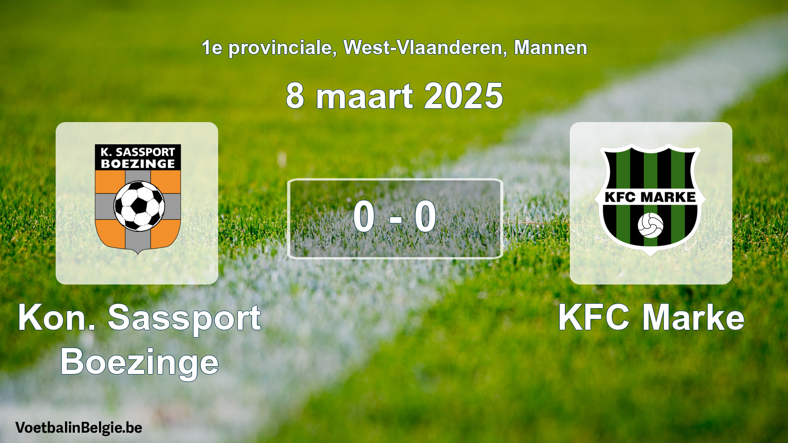 Gespeelde wedstrijd mannenvoetbal: Kon. Sassport Boezinge - KFC Marke 0 - 0 (8 maart 2025)