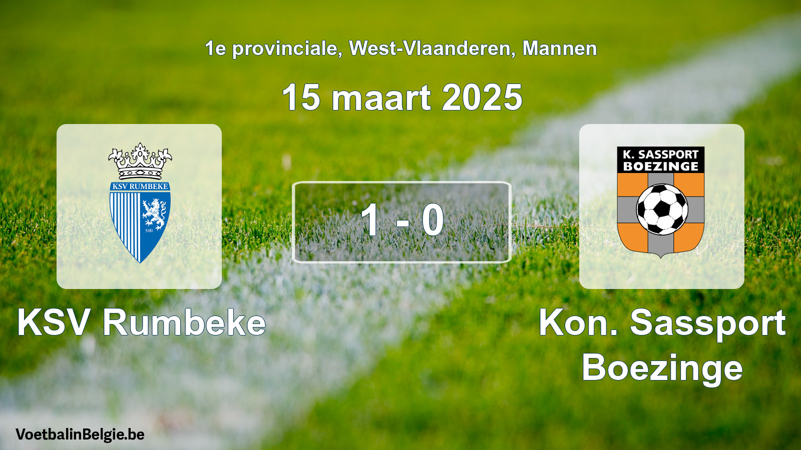 Gespeelde wedstrijd mannenvoetbal: KSV Rumbeke - Kon. Sassport Boezinge 1 - 0 (15 maart 2025)