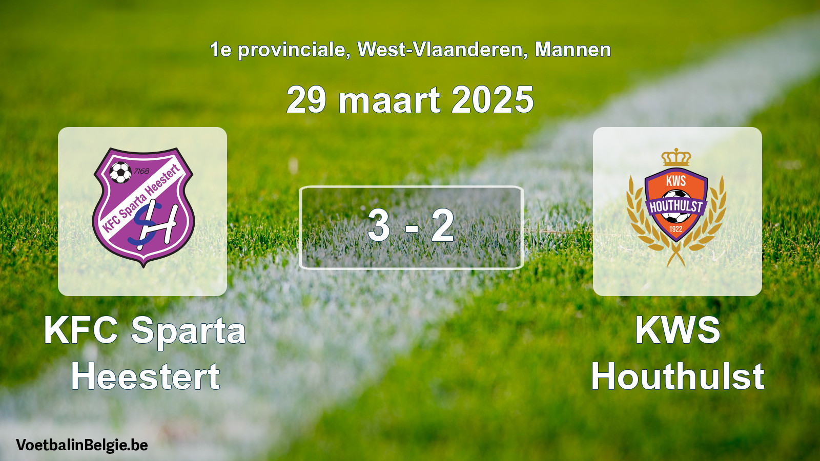 Gespeelde wedstrijd mannenvoetbal: KFC Sparta Heestert - KWS Houthulst 3 - 2 (29 maart 2025)